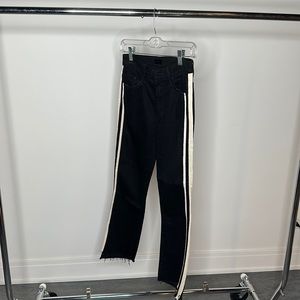 Mother Insider Crop Step Fray with cream stripes